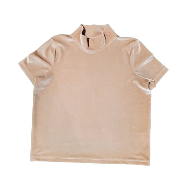 Madewell Womens Velvet Short Sleeve Mock Neck Top Blush Pink size Small - Picture 9 of 10